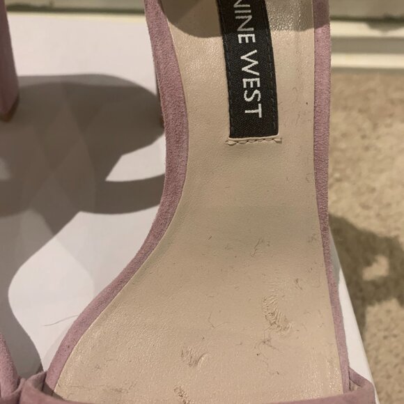 NWOT Nine West Suede Lavendar Sandals - Block / Chunky Heel Ankle Strap sz 5.5 - Picture 6 of 11